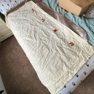 Cream light yellow with cherries valance